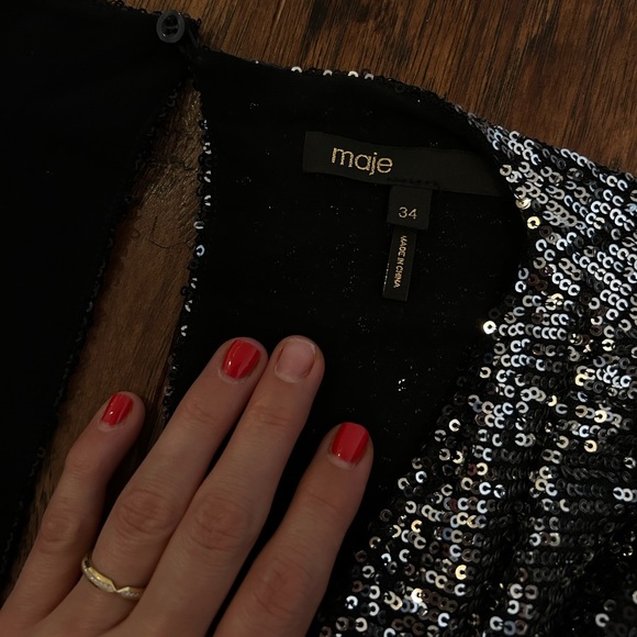 Maje Rileta Sequined Mini Dress Size 0 European 34 - Picture 4 of 5